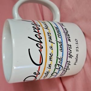 White Ceramic Coffee Mug - Bible Verse Psalm 51:10 - Rooster - 10 Ounce